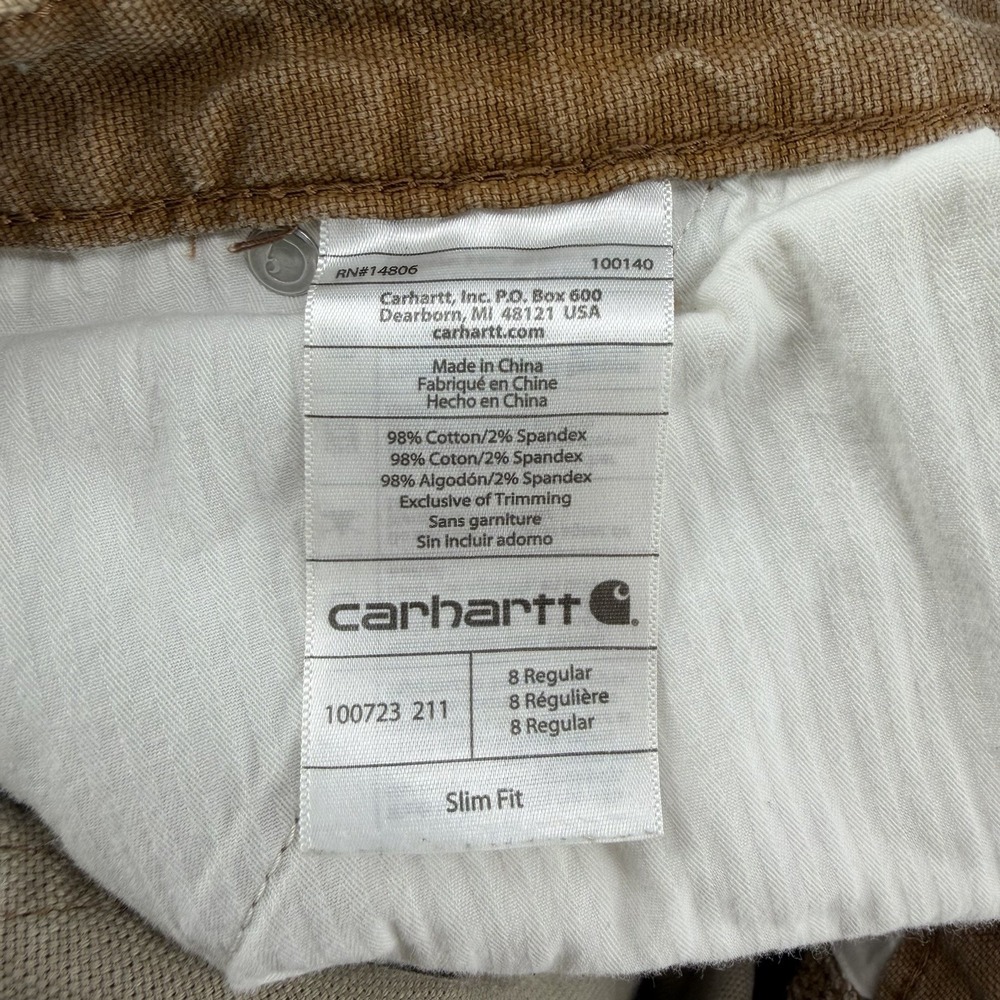 Carhartt slim fit brown duck canvas carpenter work pants women's 8R 34x30 - Picture 3 of 11